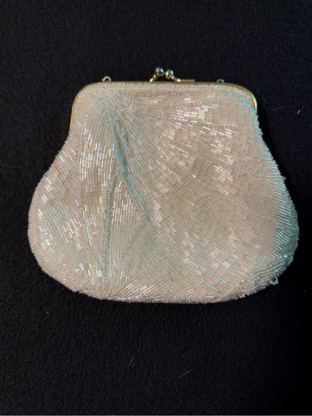 Iridescent White Beaded Evening Clutch